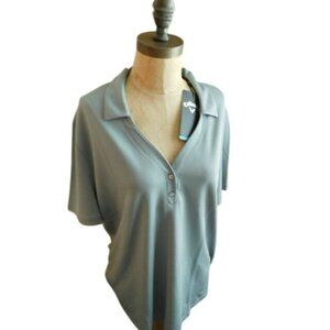 Callaway Size XL Ladies Gray Opti Dri Golf Shirt NWT UPF 50